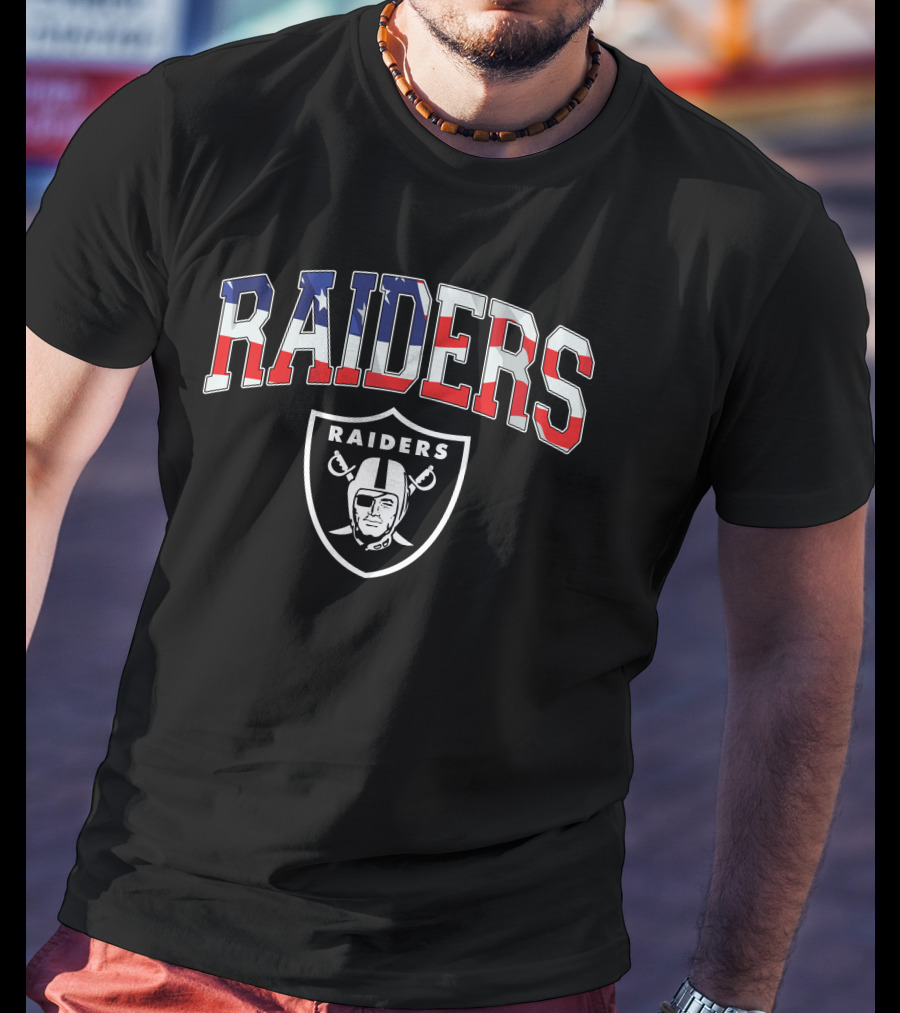 Raiders American Flag Shield T-Shirt