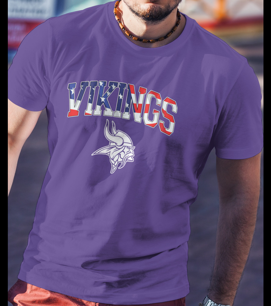 Vikings American Flag Design Minnesota Football Team T-Shirt