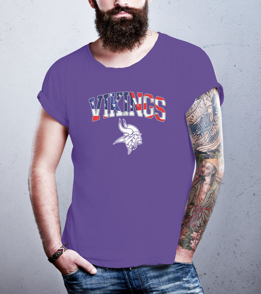 Vikings American Flag Design Minnesota Football Team T-Shirt