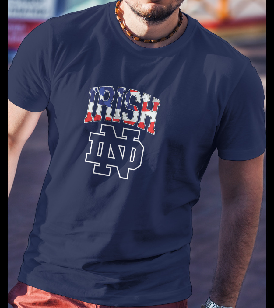 Irish ND American Flag Notre Dame Fighting Irish T-Shirt