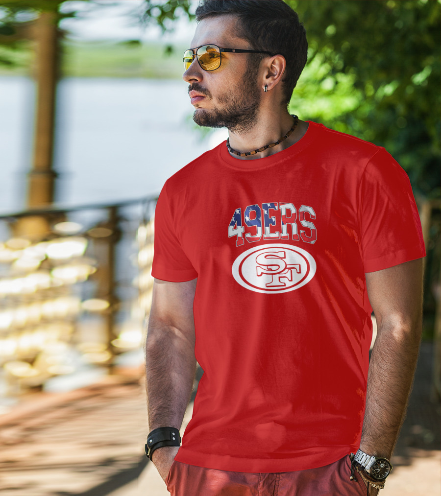 San Francisco 49ers 49ers American Flag SF Oval T-Shirt
