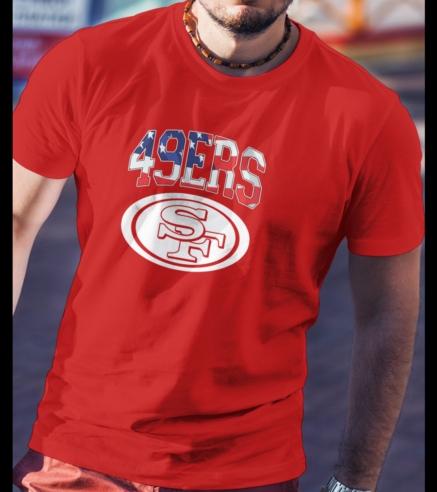 San Francisco 49ers 49ers American Flag SF Oval T-Shirt