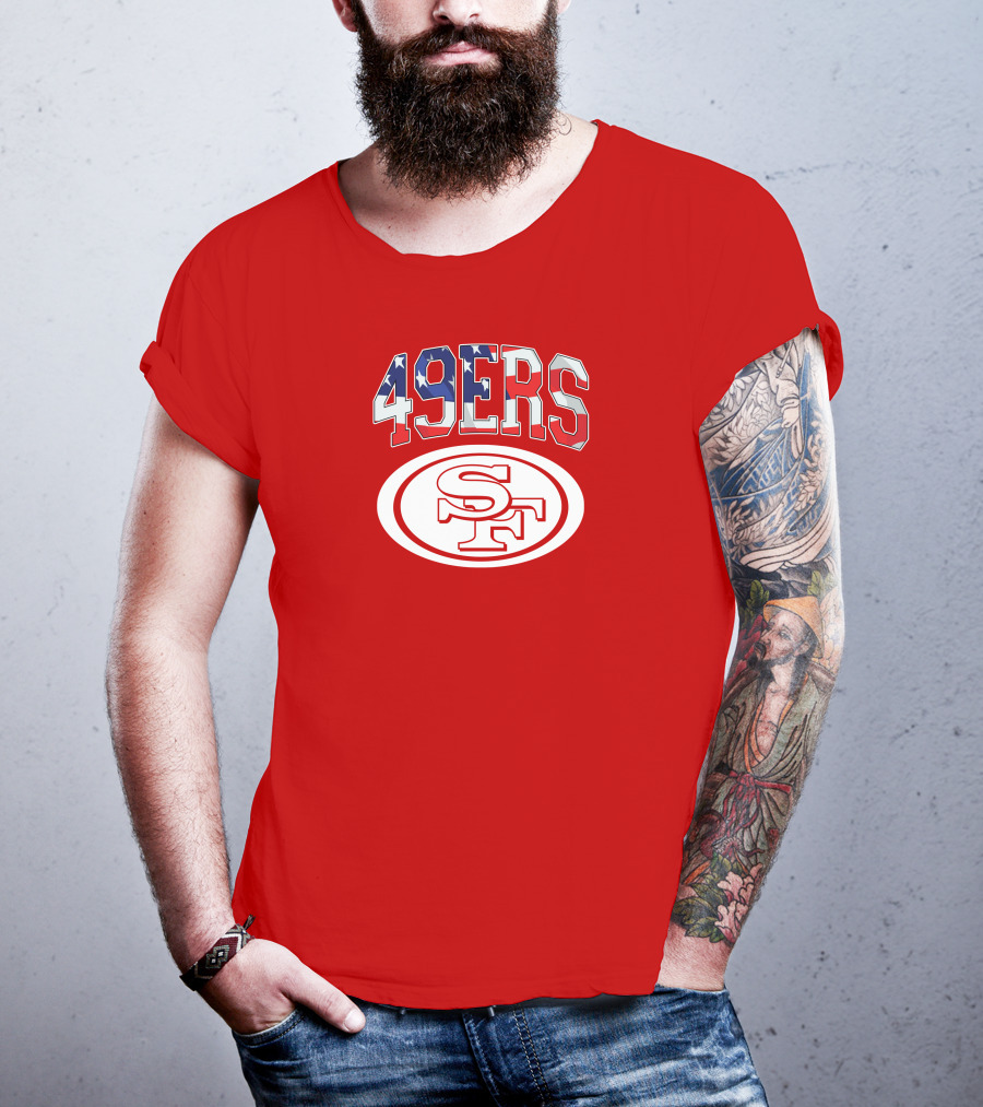 San Francisco 49ers 49ers American Flag SF Oval T-Shirt