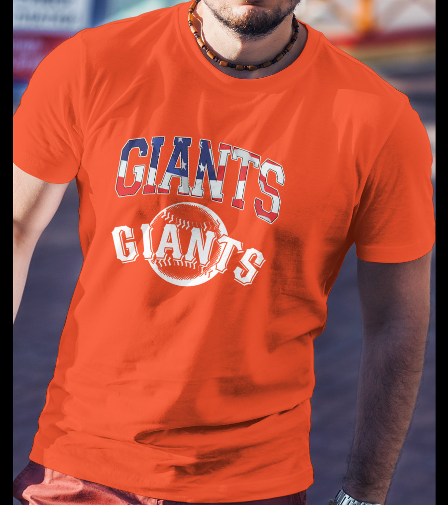 San Francisco Giants American Flag Baseball Letters USA T-Shirt