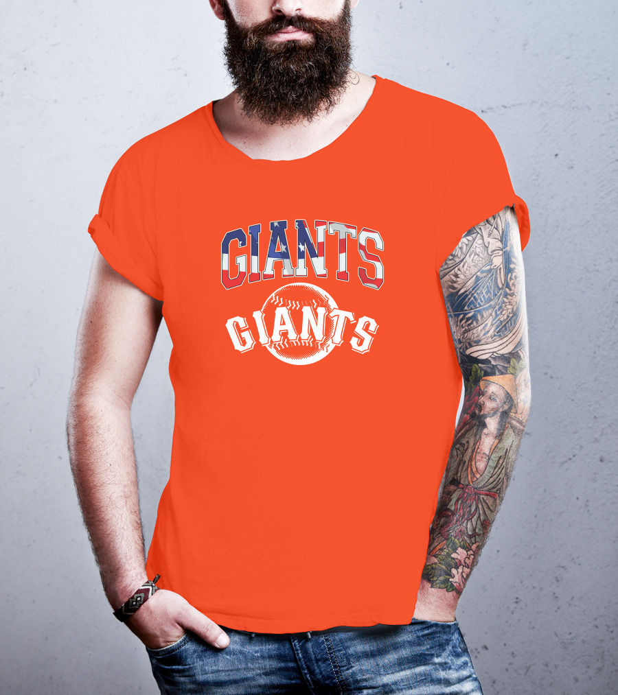 San Francisco Giants American Flag Baseball Letters USA T-Shirt