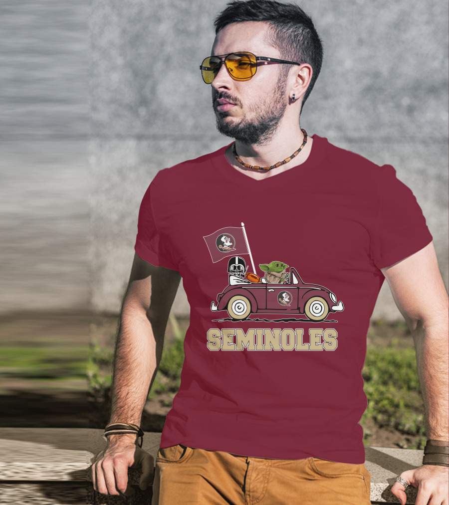 Seminoles Darth Vader Baby Yoda Driving Florida State Star Wars T-Shirt