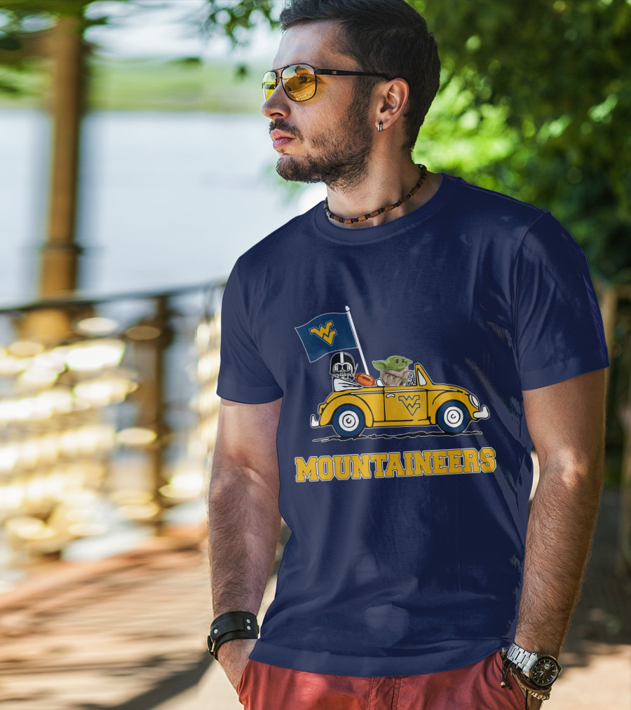 Mountaineers WVM Driving Featuring Baby Yoda And Football Helmet T-Shirt