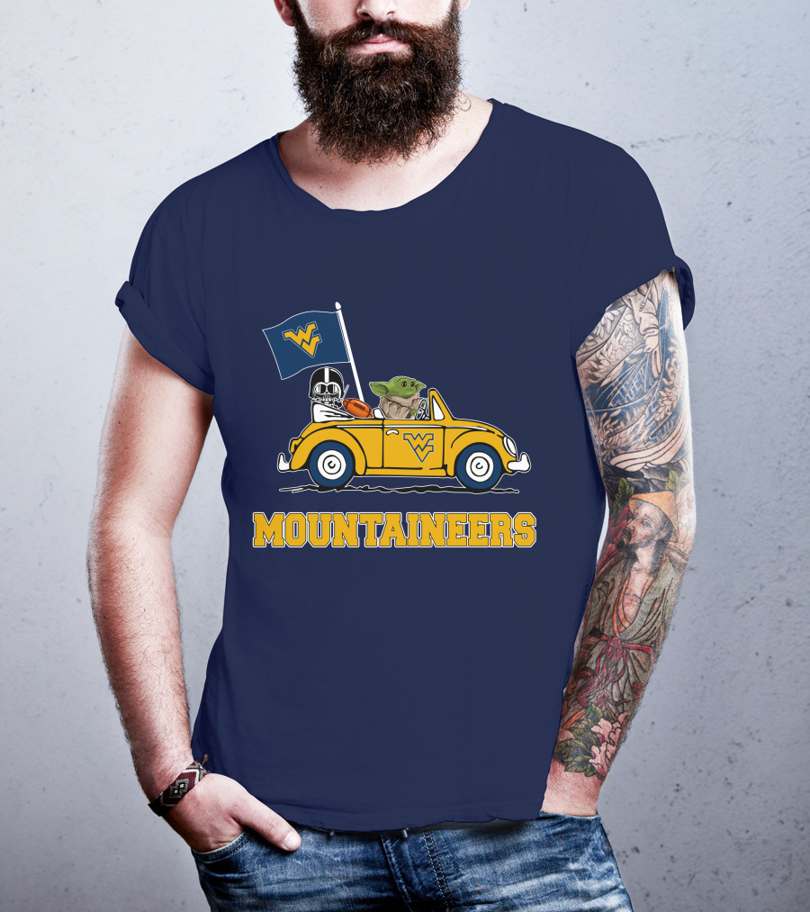 Mountaineers WVM Driving Featuring Baby Yoda And Football Helmet T-Shirt