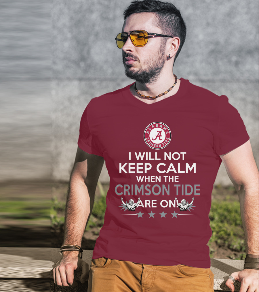 Alabama Crimson Tide No Calm Football Fan Enthusiasm Stars T-Shirt