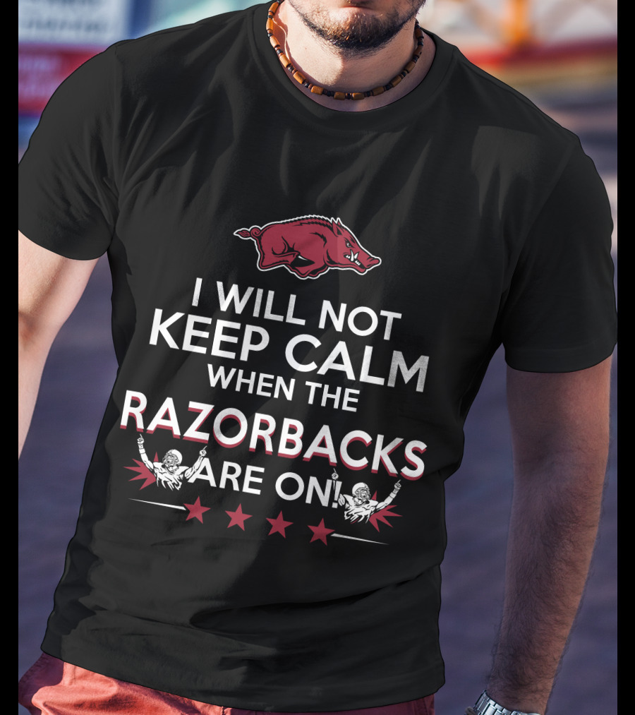 I Will Not Keep Calm When The Razorbacks Are On With Pig And Stars T-Shirt