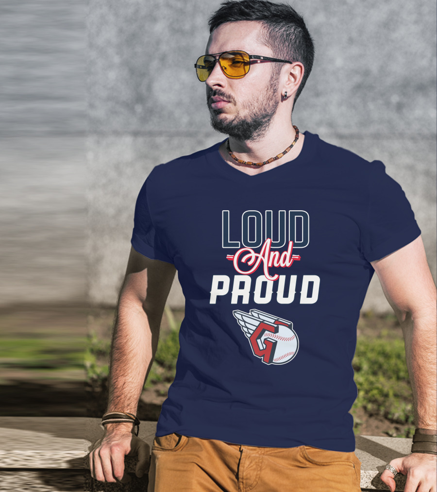 Loud And Proud Cleveland Guardians Winged Baseball T-Shirt