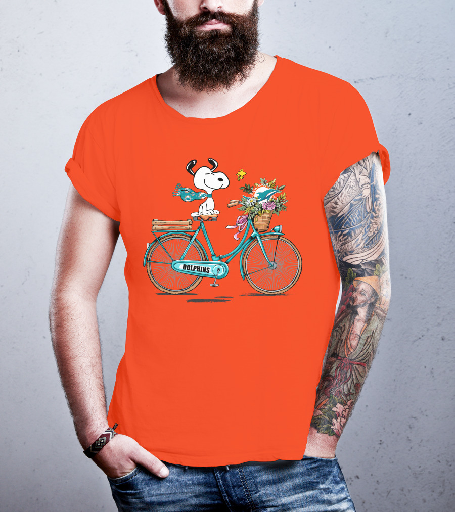 Miami Dolphins Snoopy Bicycle Adventure T-Shirt