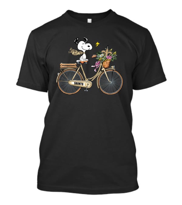 New Orleans Saints Snoopy Bicycle Ride Fleur De Lis Football Fan T-Shirt