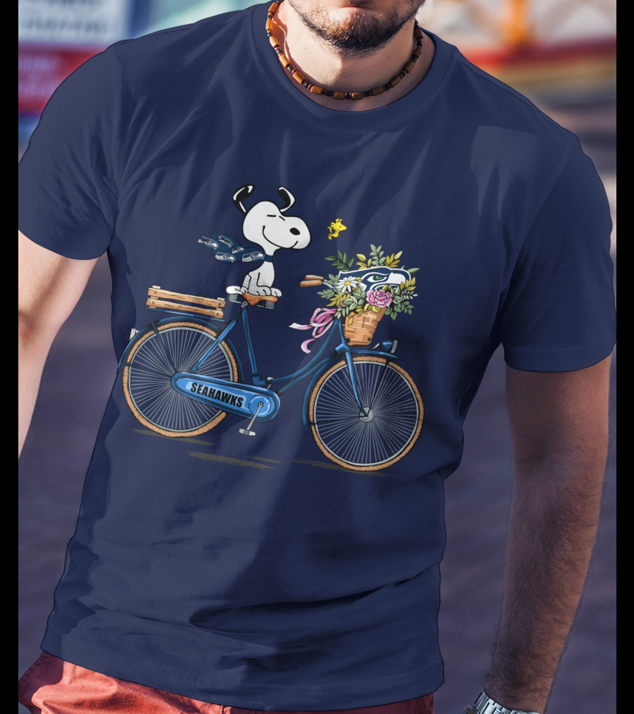 Seattle Seahawks Snoopy Bicycle Adventure T-Shirt