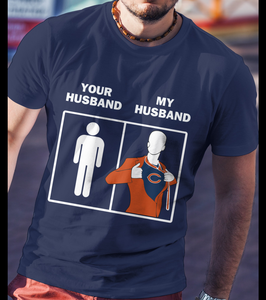 Chicago Bears My Husband Superman Logo Parody Your Husband T-Shirt