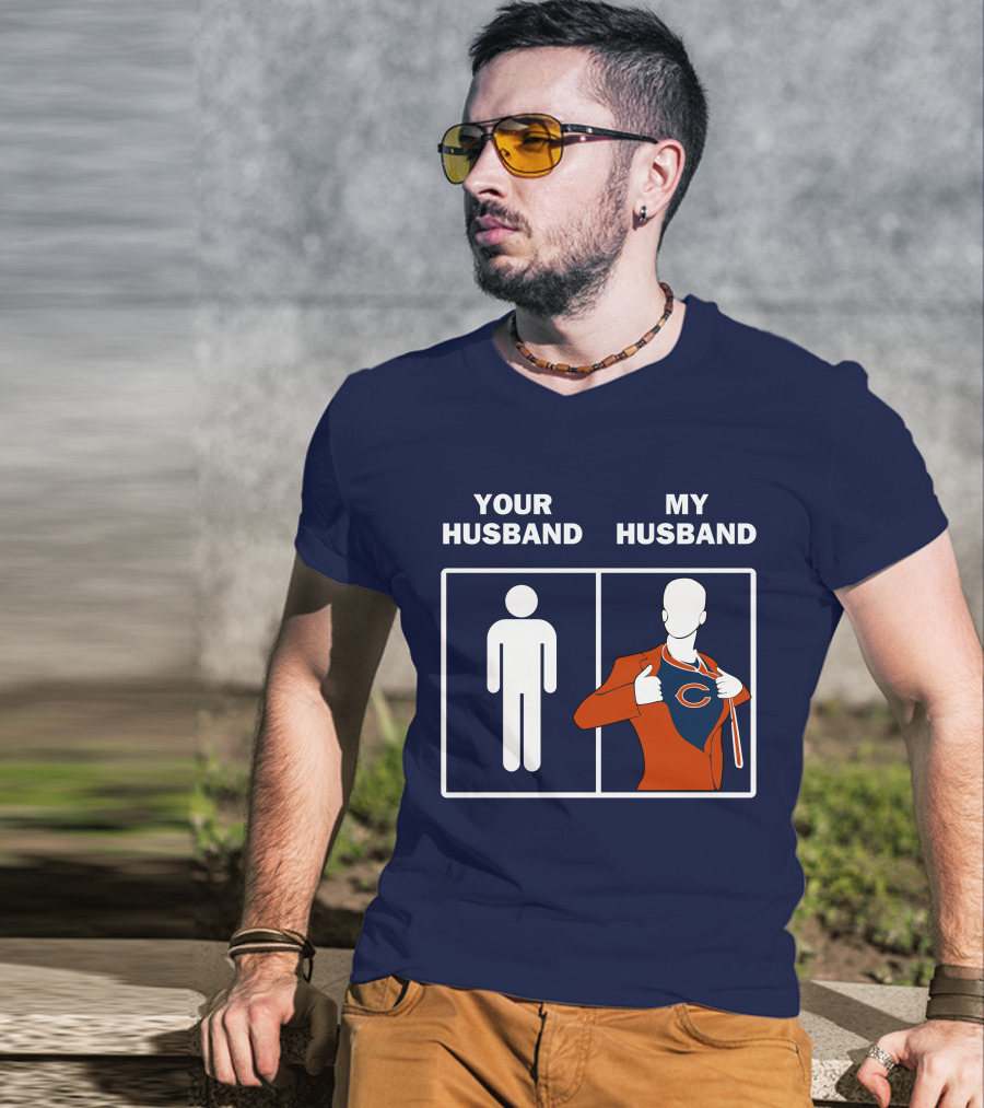 Chicago Bears My Husband Superman Logo Parody Your Husband T-Shirt