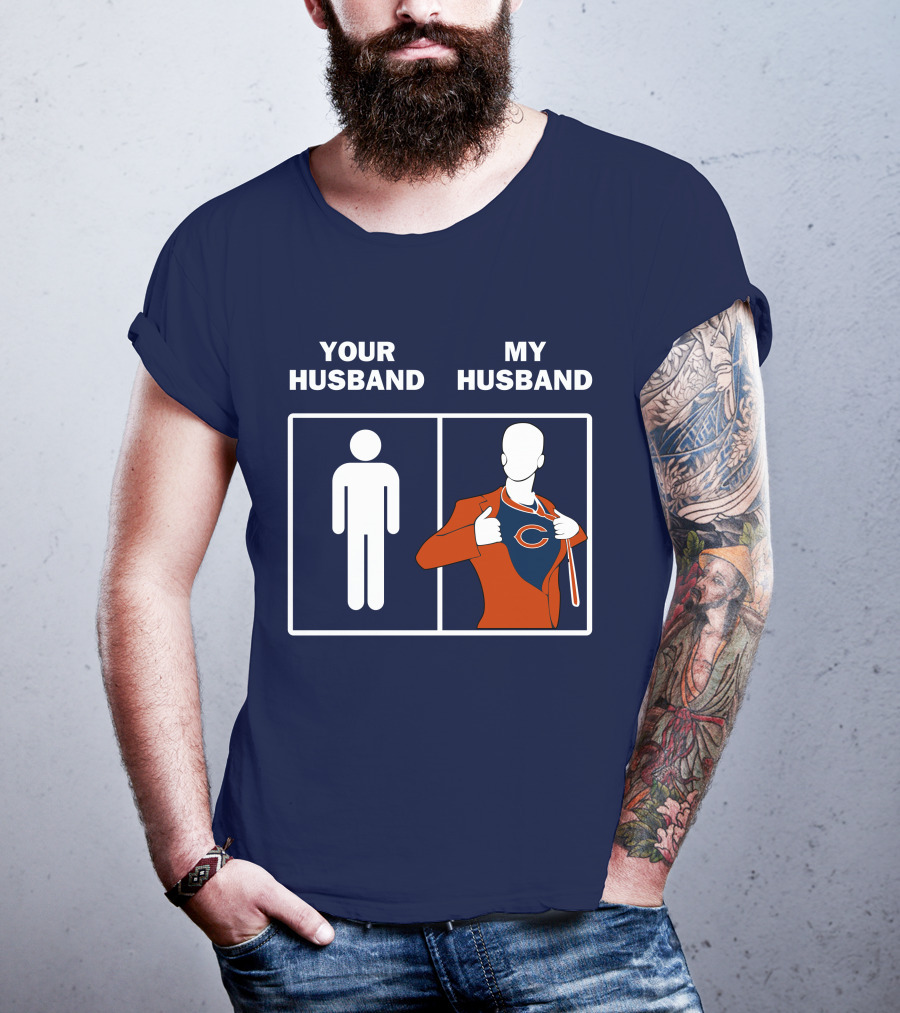 Chicago Bears My Husband Superman Logo Parody Your Husband T-Shirt