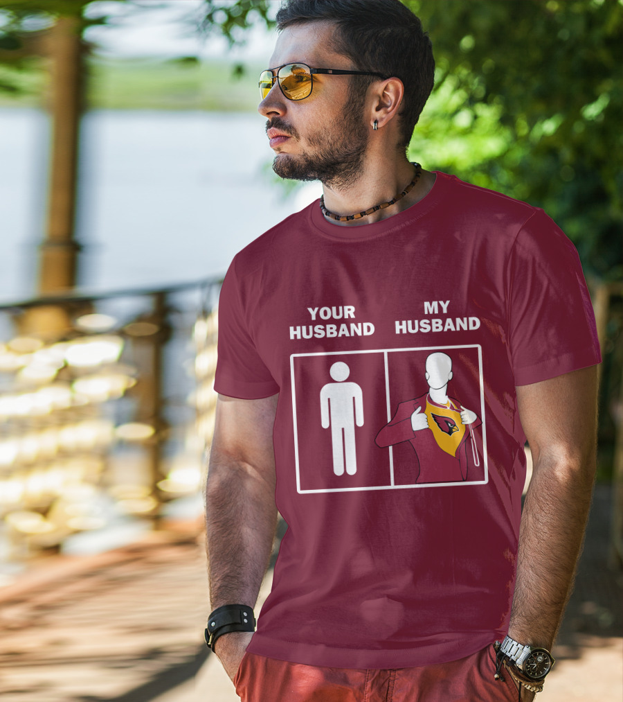 Arizona Cardinals Your Husband My Husband Fan Superhero T-Shirt