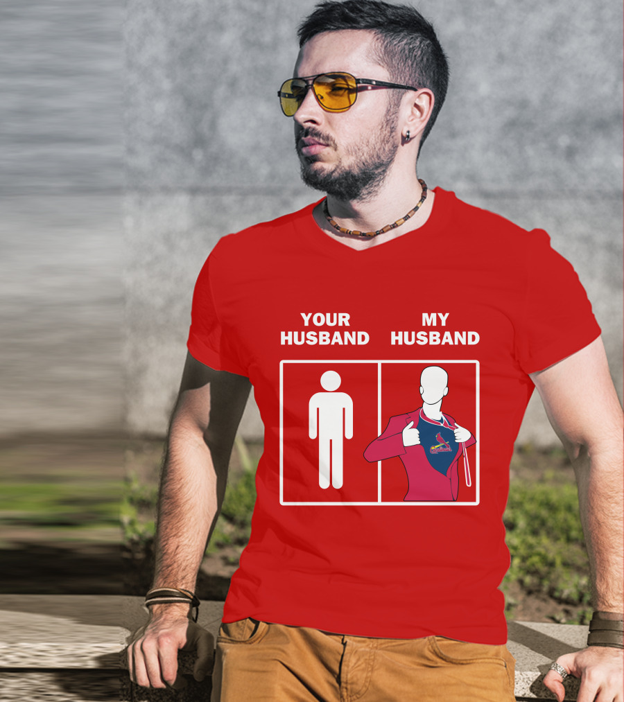 Your Husband My Husband St Louis Cardinals Fan Logo Superman T-Shirt