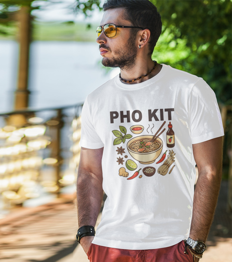 Pho Kit Noodle Bowl With Ingredients And Chopsticks T-Shirt
