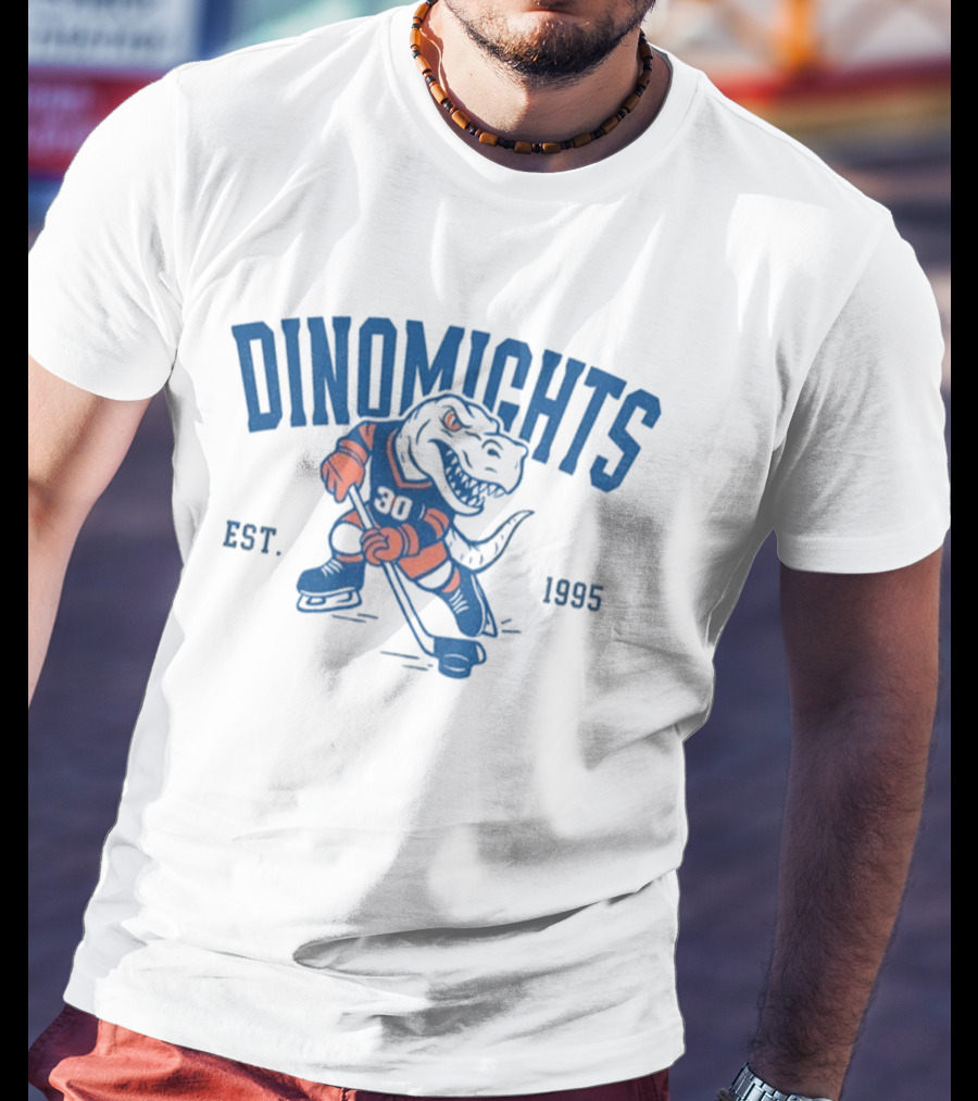 DinoMights Hockey Est 1995 Dinosaur Team Mascot T-Shirt