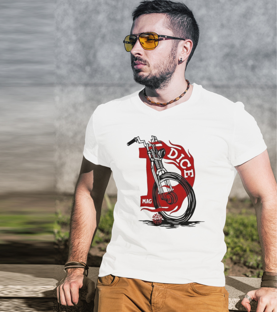 Dice Magazine Skud Arts Motorcycle Flame T-Shirt
