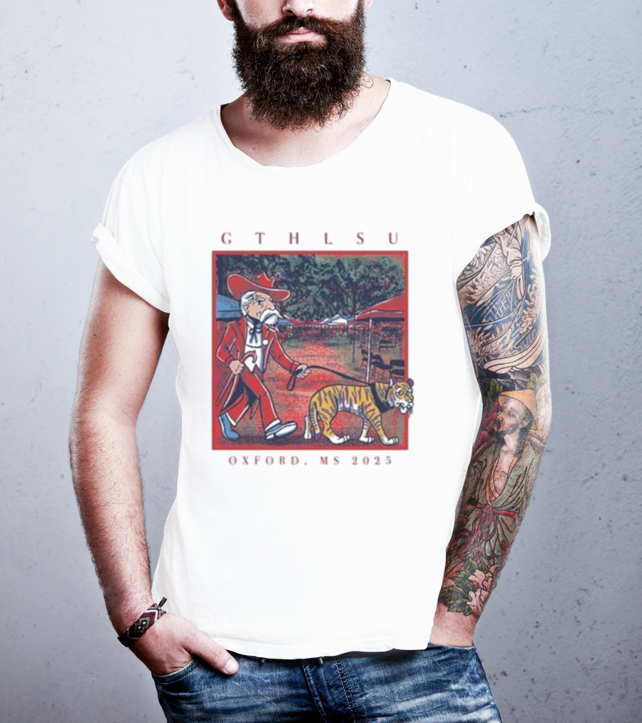 GTH LSU Rebel Walking Tiger Oxford MS 2025 T-Shirt