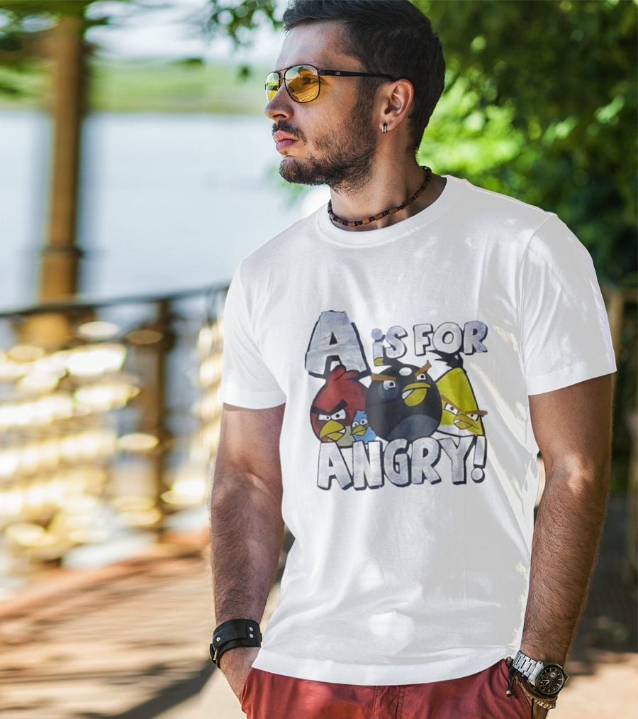 A Is For Angry Birds Characters Text Design T-Shirt