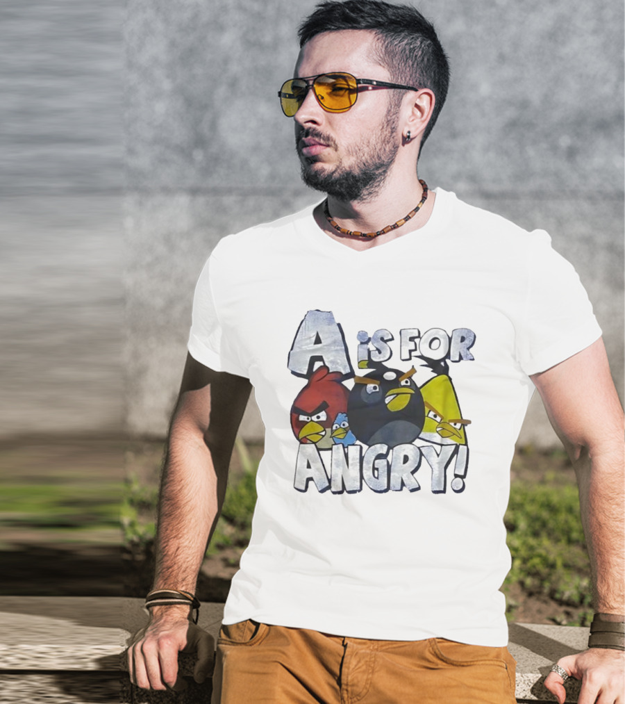 A Is For Angry Birds Characters Text Design T-Shirt