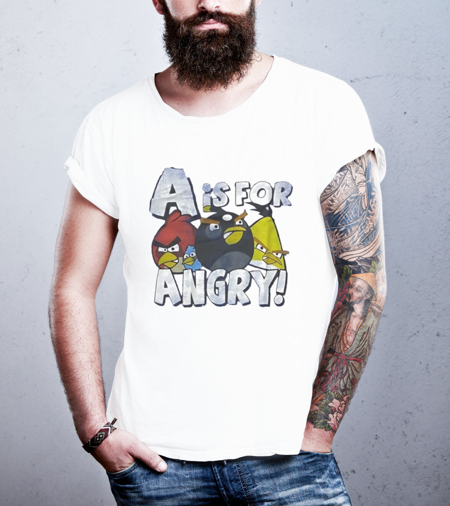 A Is For Angry Birds Characters Text Design T-Shirt