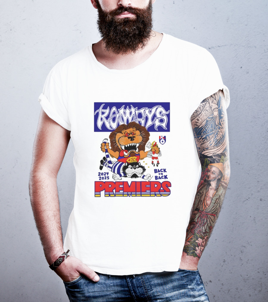 Brisbane Lions Rowdy Premiers 2024 2025 Back To Back T-Shirt