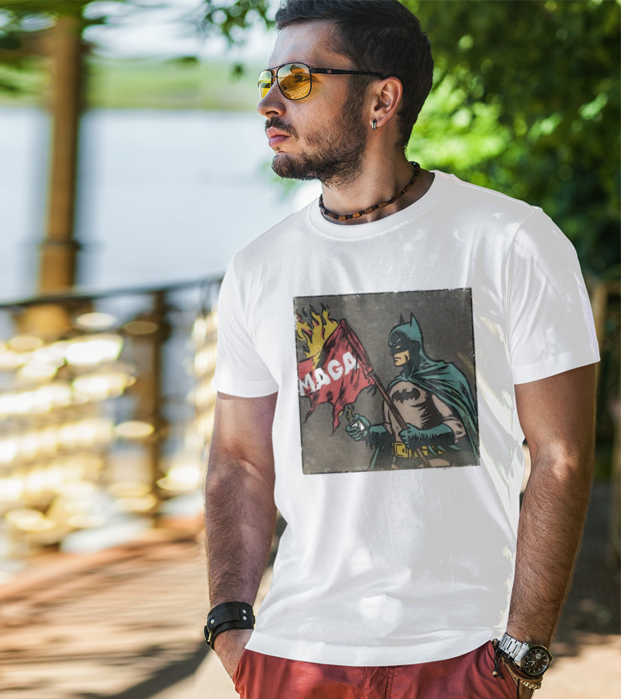 "Cult Of The Batman Holding Burning MAGA Flag" T-Shirt
