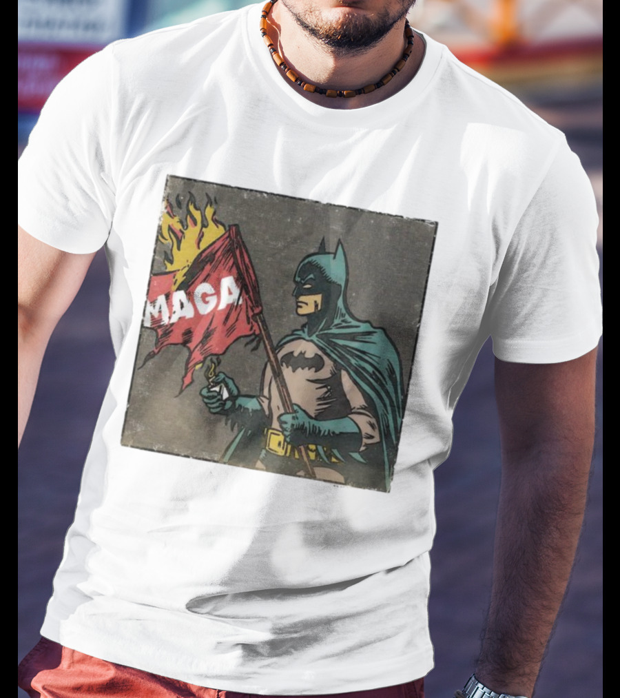 "Cult Of The Batman Holding Burning MAGA Flag" T-Shirt