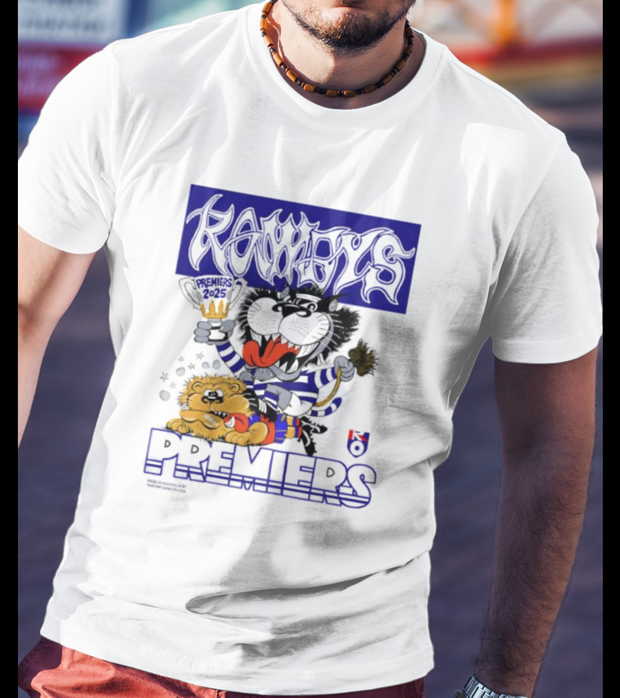 Geelong Cats Rowdys AFL Grand Finals 2025 Premiers Champions Cartoon Style T-Shirt