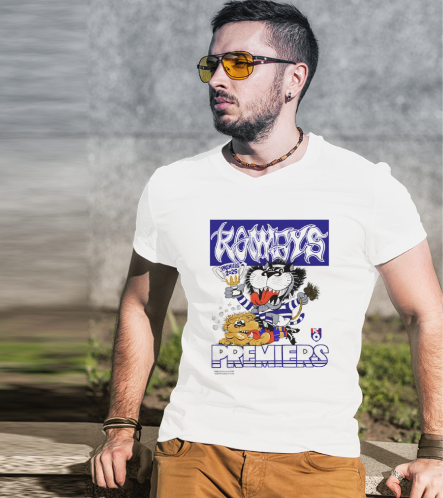 Geelong Cats Rowdys AFL Grand Finals 2025 Premiers Champions Cartoon Style T-Shirt
