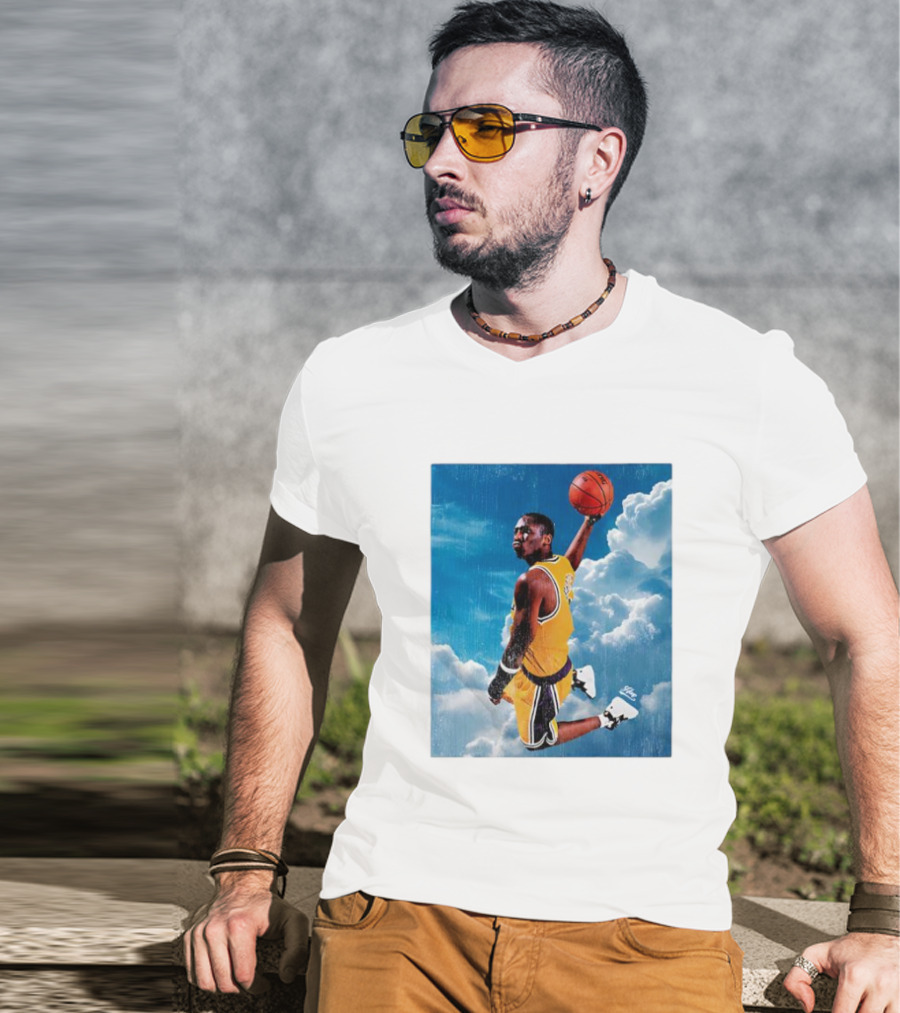 Mamba Sky High Basketball Legend Jumping Through Clouds T-Shirt