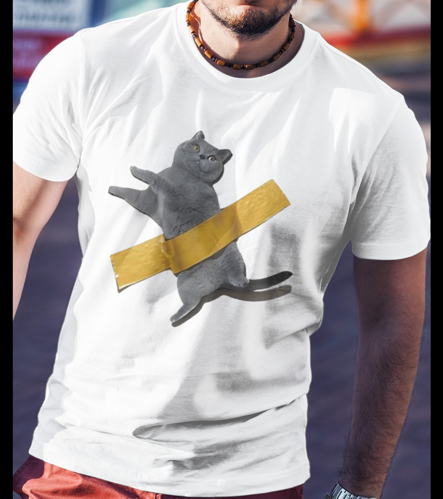 Tape Cat Joke Humor Duct Tape Gag T-Shirt