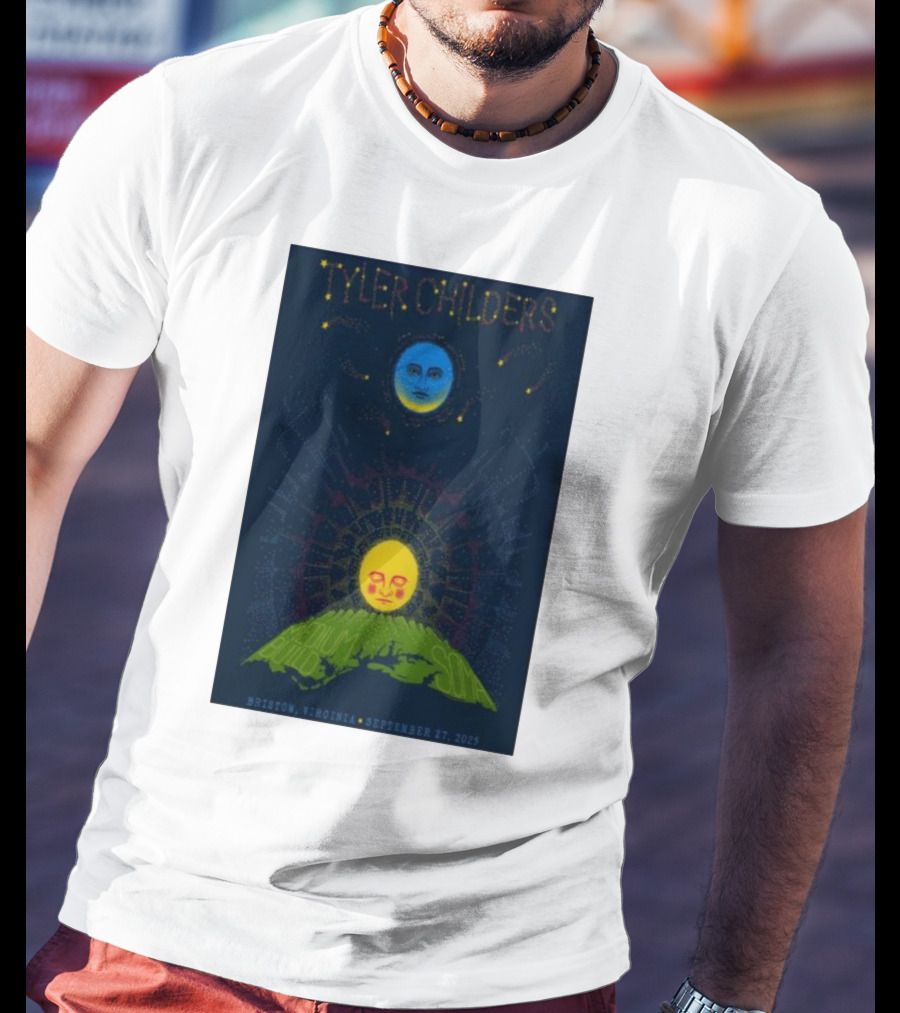 Tyler Childers Bristow Virginia September 27 2025 Medium Build Sola Blue Moon Yellow Sun T-Shirt