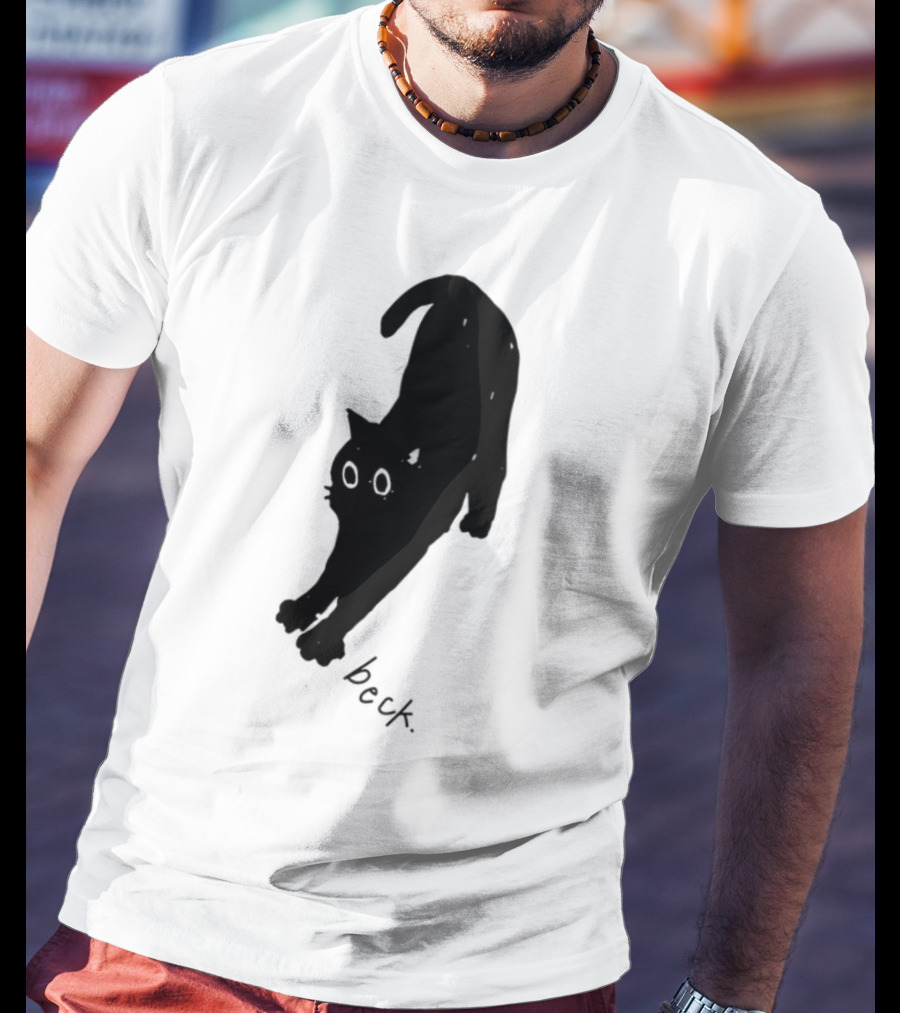 Beck Stretching Cat Silhouette Black Outline T-Shirt