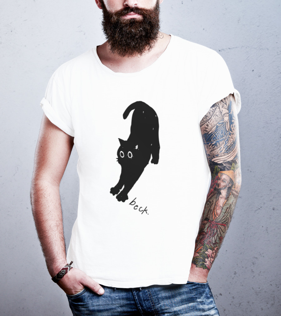 Beck Stretching Cat Silhouette Black Outline T-Shirt