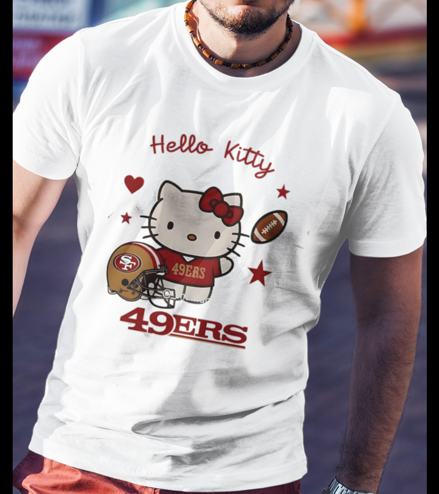 Hello Kitty 49ers Collaboration San Francisco Football Helmet T-Shirt