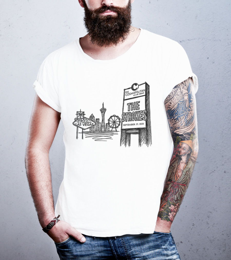 Las Vegas Landmarks Neon Sign Skyline 2025 T-Shirt
