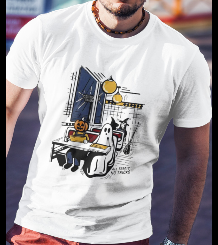 Waffle House Halloween All Treats No Tricks Jack-O-Lantern Characters T-Shirt