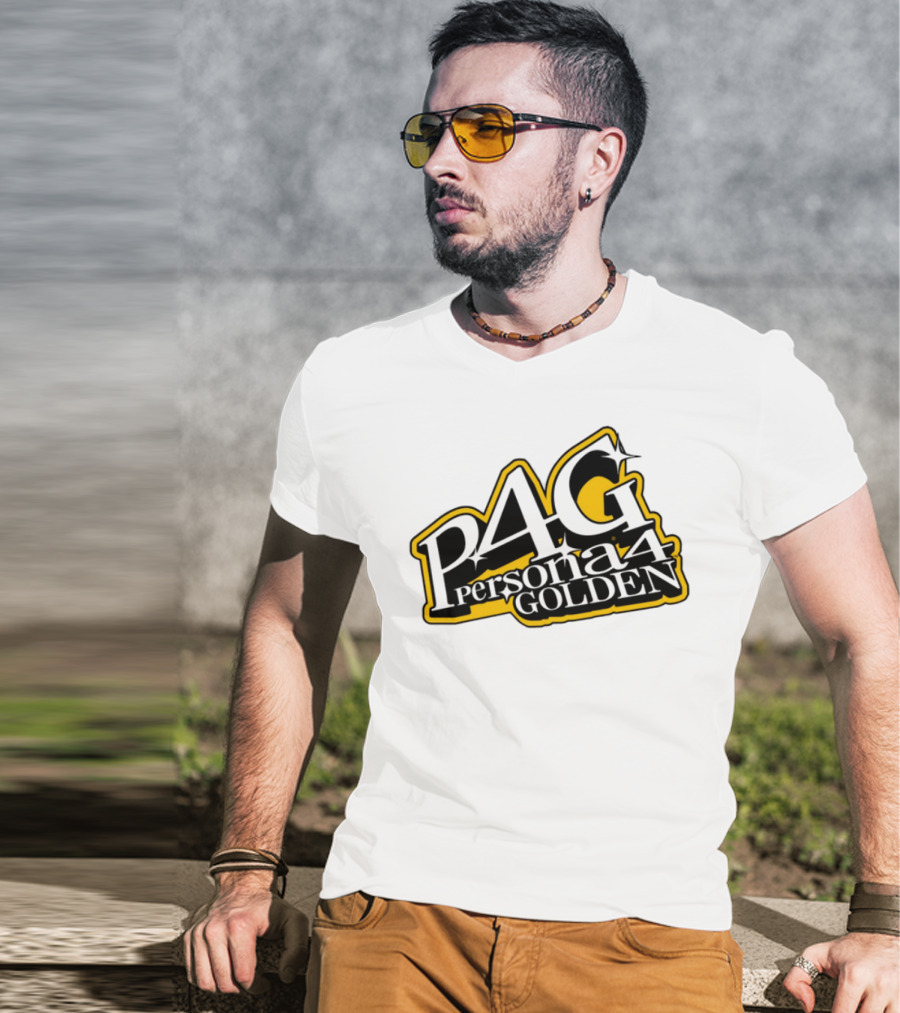 Persona 4 Golden Atlus P4G Yellow Black Text T-Shirt
