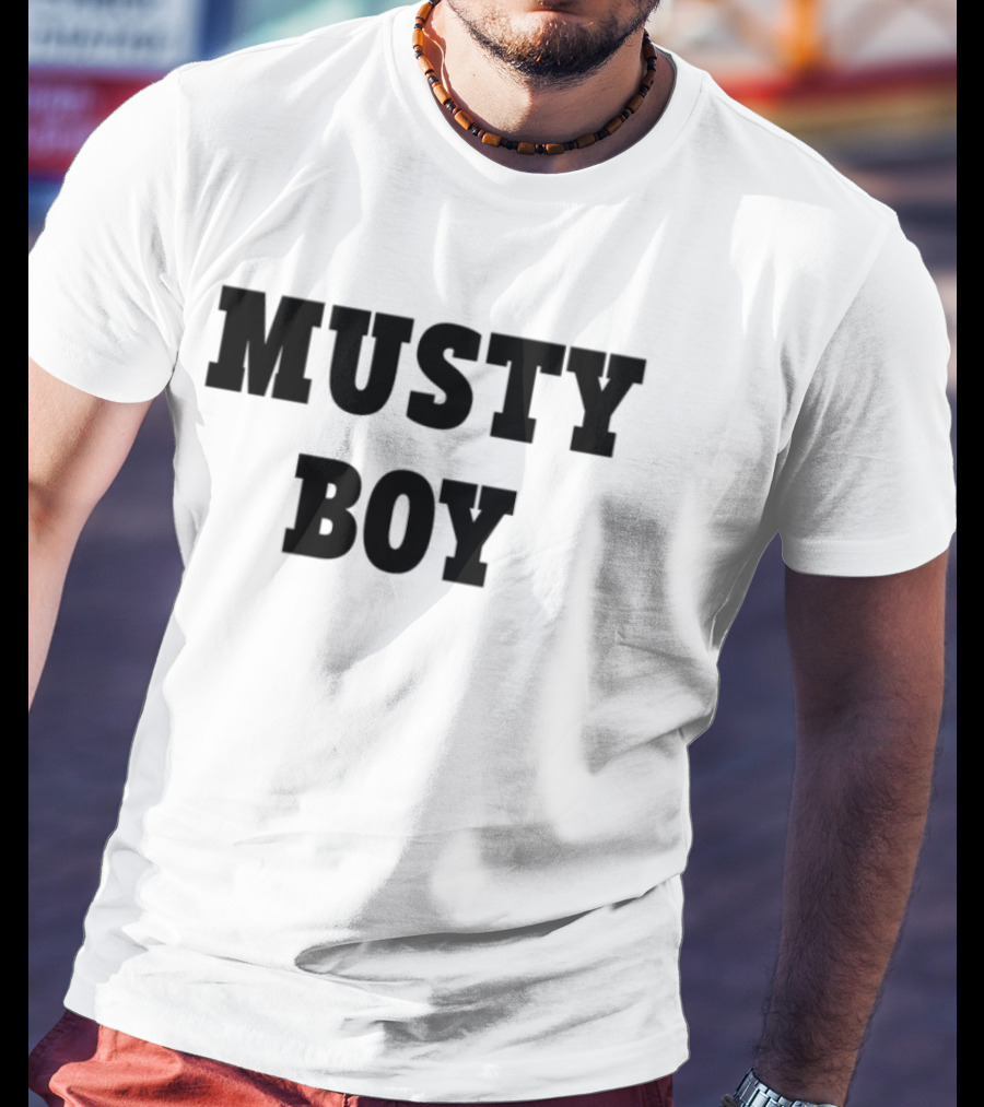 Musty Boy Fun Doodle Typography Hand-Drawn Sketch Style T-Shirt