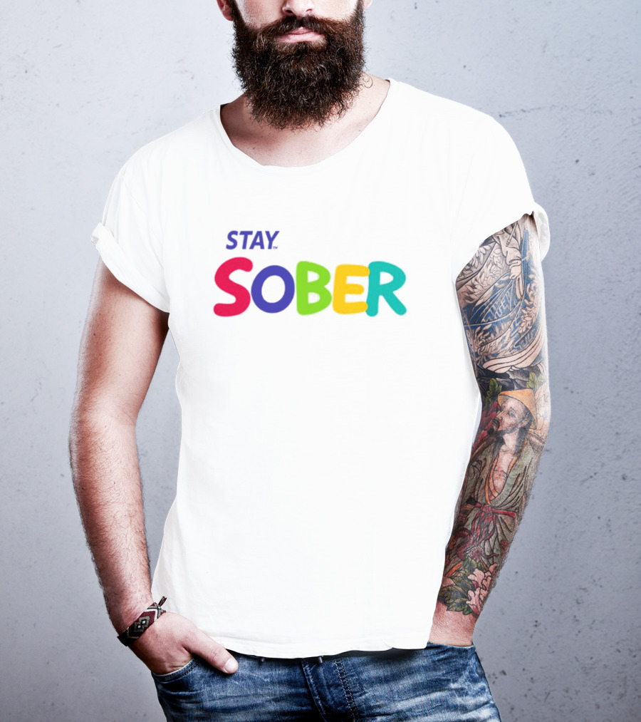 Stay Sober Bright Colorful Text Gaming T-Shirt
