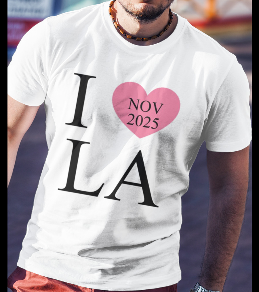 I Love LA Nov 2025 Heart Pink T-Shirt