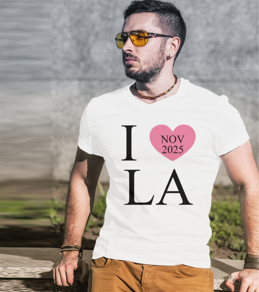 I Love LA Nov 2025 Heart Pink T-Shirt