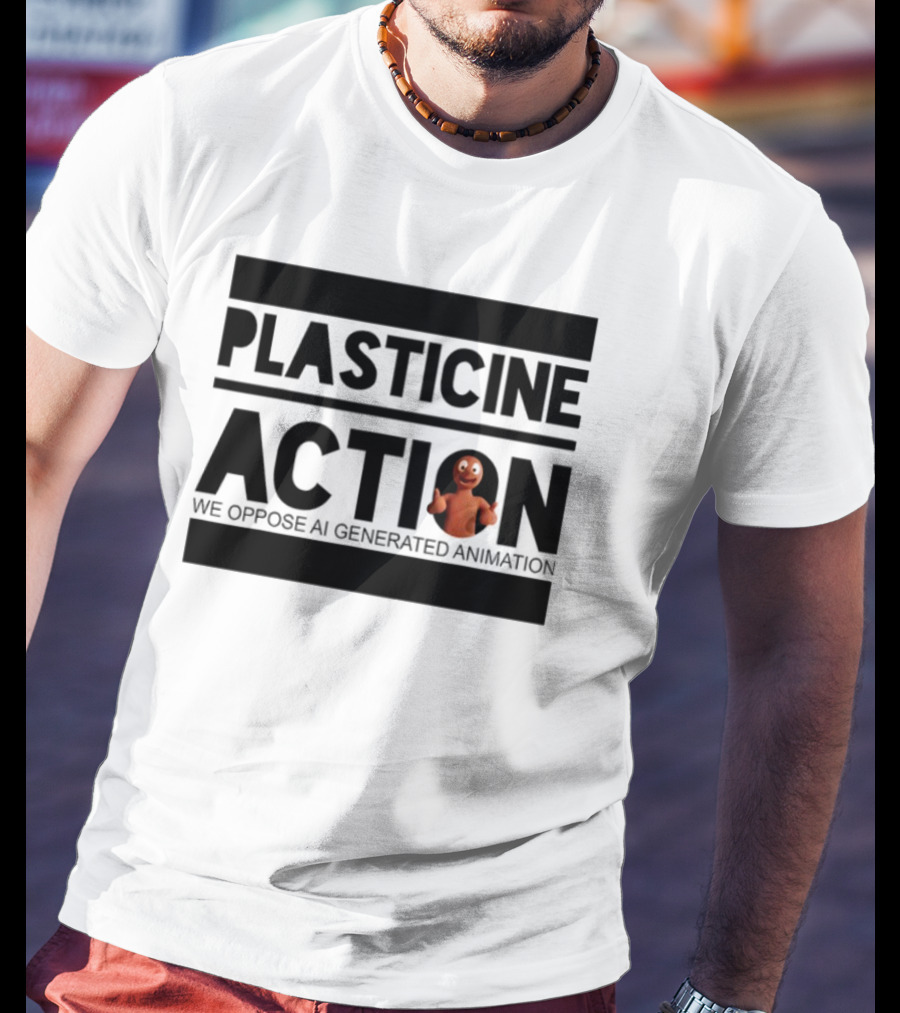 Plasticine Action We Oppose AI Generated Animation Claymation Thumbs Up T-Shirt
