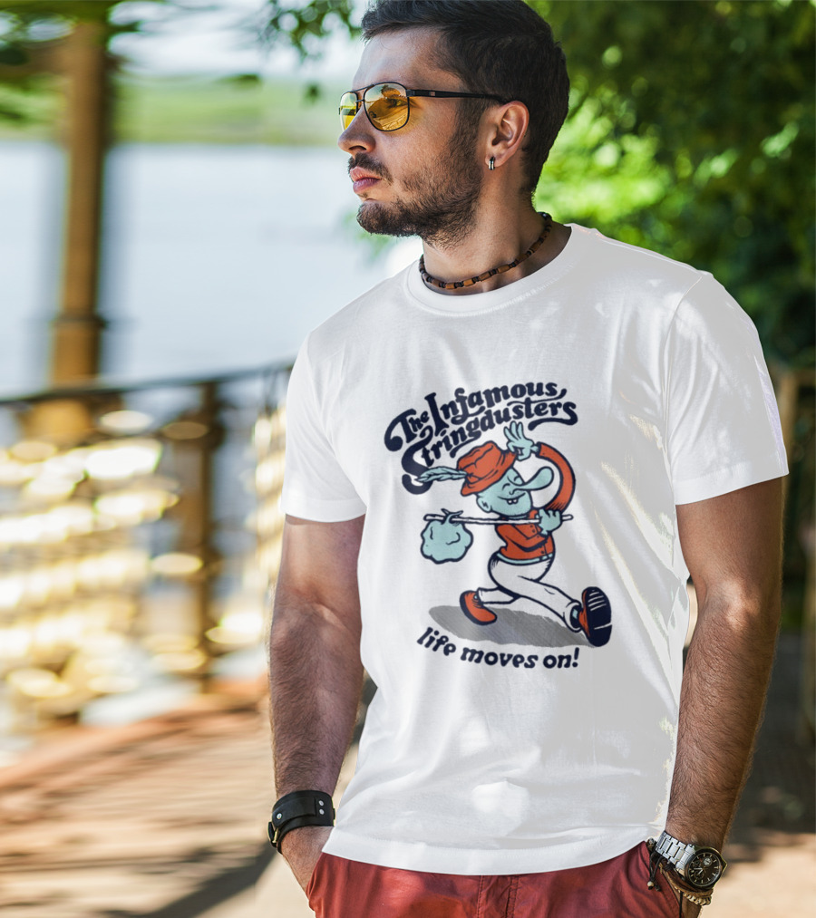 The Infamous Stringdusters Cartoon Character Life Moves On T-Shirt